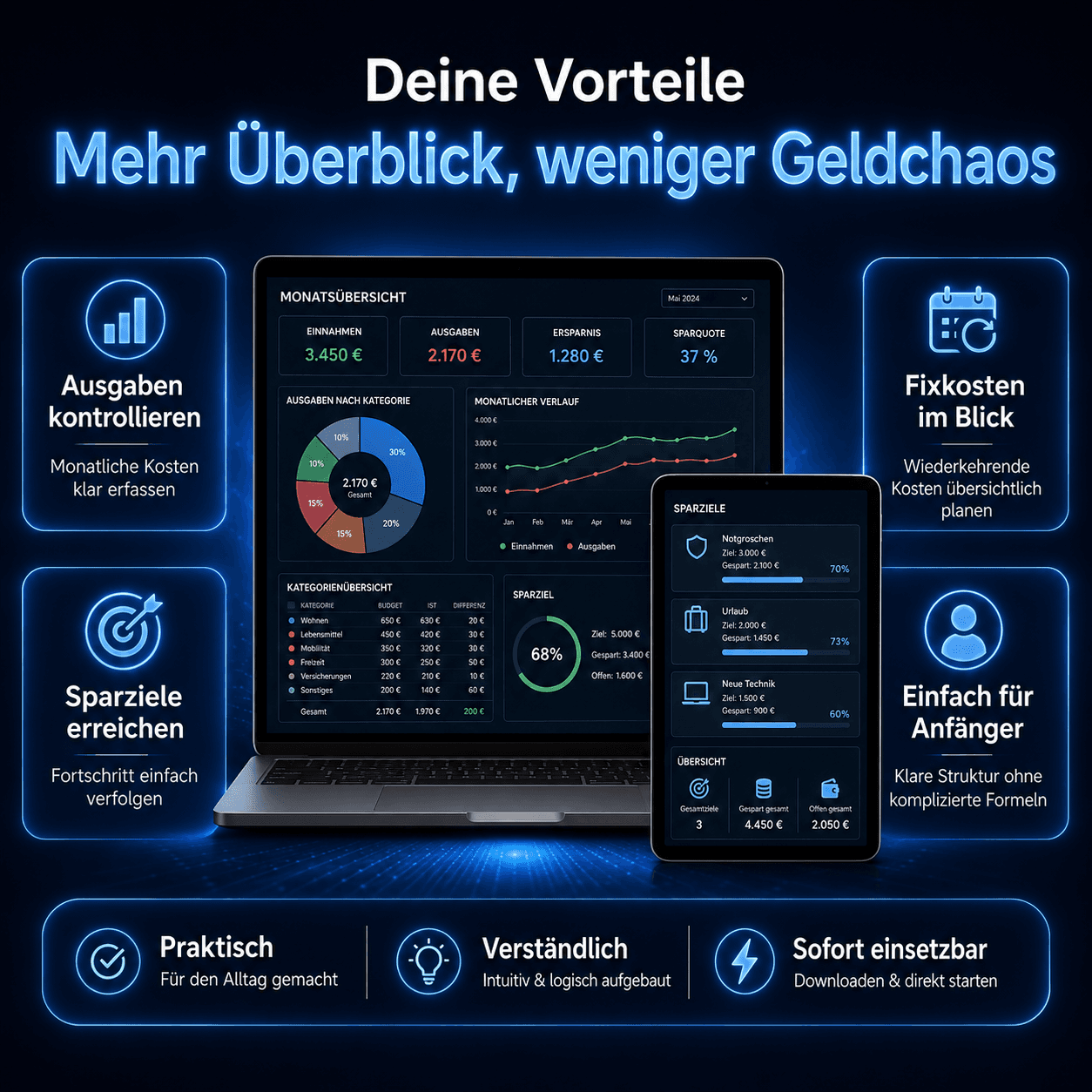 Sparziel-Tracker im Haushaltsbuch – Sparziele planen und verfolgen