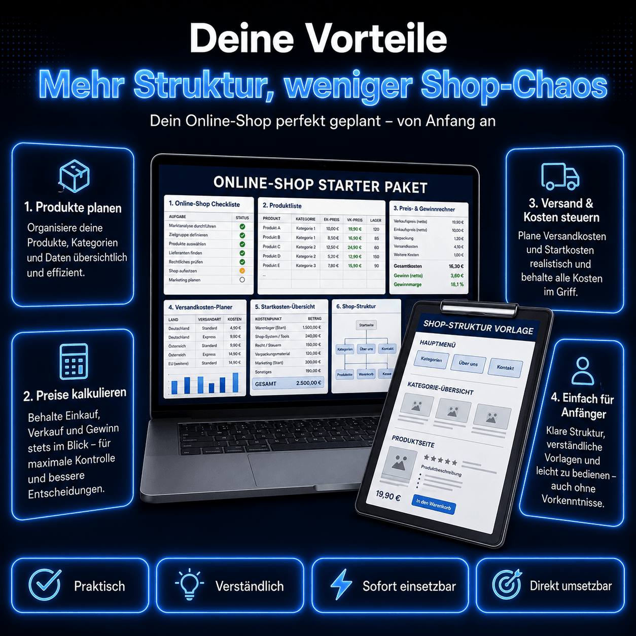 Versandkosten-Planer und Startkosten-Übersicht für den Online-Shop
