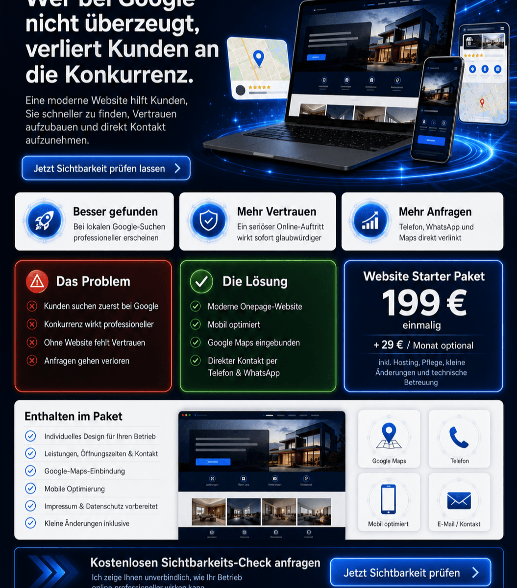 Website Starter Paket – bessere Google-Sichtbarkeit für lokale Betriebe